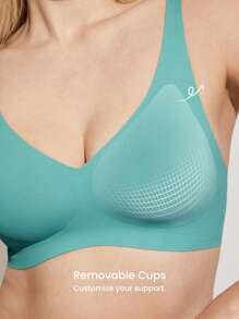 LUVLETTE Dream Curve 2ndSkin Green Wireless Seamless Plunge Lounge Sticky Basic SizeFreedom Bra No Show Underwear Comfortable Must-Haves Also Suitable For Teen Girl & Young & Kid