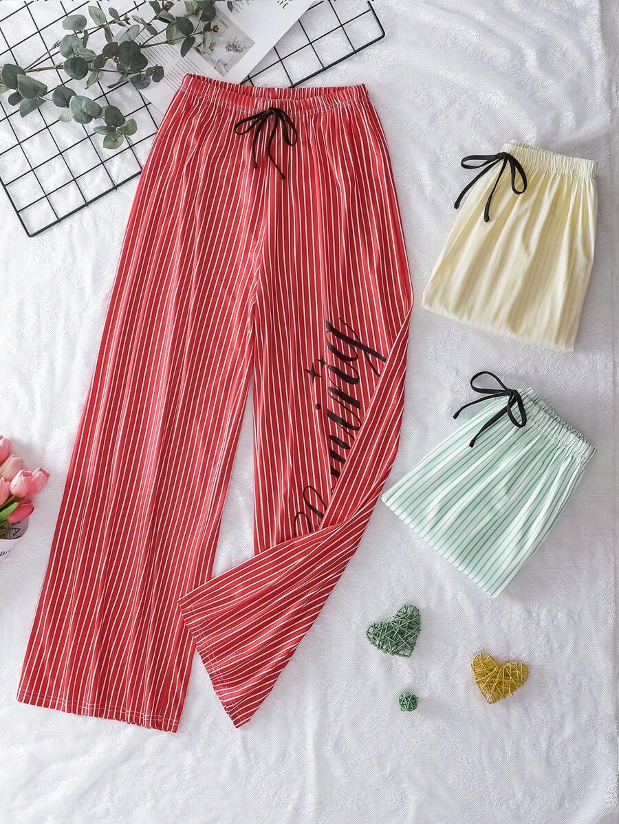 3pc Striped Sleepwear Pants Set For Women' - Multicolor - View 1