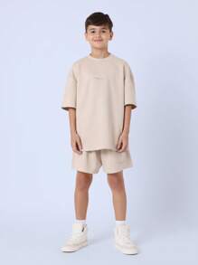 SUMWON Premium Youth Oversized Co-Ord Set Streetwear Short Sleeve T-Shirt And Shorts Two Piece Sports Athleisure Wear Summer Spring Casual Set