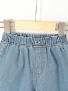 SHEIN Playful Pals 婴儿/女婴休闲轻便度假牛仔裤 - 淺色水洗藍 - 查看 4