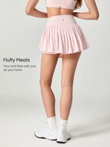 GLOWMODE Ace Flex 收腹百褶网球裙，内置短裤侧袋，适合网球高尔夫日常春夏穿着 - 淺粉色 - 查看 3