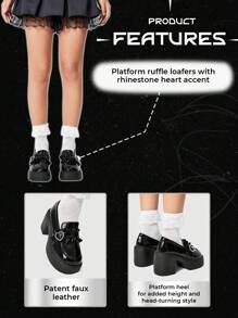 ROMWE Kawaii Petite High Platform Round Toe Chunky Heel Mary Jane Shoes For Christmas And New Year Holiday Vibe Fall And Winter Valentines Spring Shoes