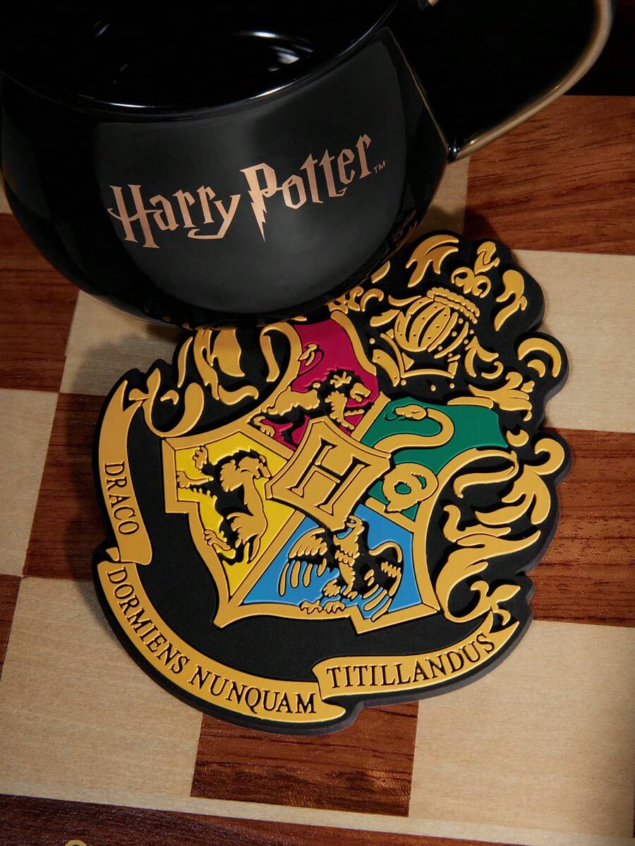 HARRY POTTER X SHEIN 1 Pc Hogwarts Pattern Cup Coaster ,Suitable For Most Cups & Mug Protect Your Desktop