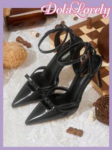Dola Lovely 裸色性感高跟女鞋，简约实用多功能 - 黑色 - 查看 5
