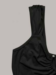 INAWLY Solva Đầm bodycon hở lưng không tay cho nữ, trang phục đi nghỉ - màu đen - Xem 4