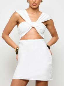 AiiRZ 扭纹细节棉质迷你连衣裙