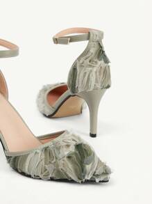 CUCCOO CHICEST Green Stiletto High Heel Sexy Lace Net Versatile Ankle Strap Pointed Toe Hollow-Out High Heel Pumps For Women For Christmas - Green - View 10