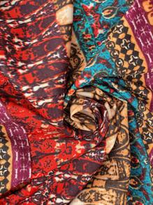 Breezaya Vintage Floral Print High Waist Flared Skirt, Elastic Waist, Versatile & Slimming Style, Spring/Summer - Multicolor - View 7