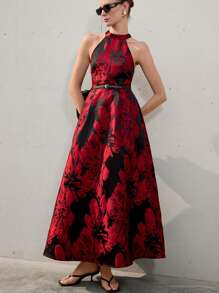 Aveloria Modichic Vestido de mujer elegante de halter de jacquard - Multicolor - Ver 6