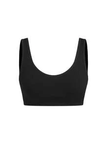 Ocili Leisure Seamless Wireless Crisscross Back Minimalist Bra - Black - View 3