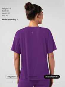 GLOWMODE Modal Oversized Everymode Tee Daily Casual Summer Compression Shirt - Violet Purple - View 2