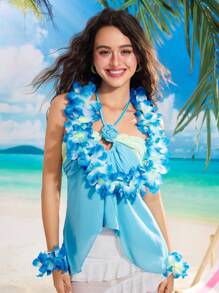 ROMWE Fairycore Artificial Flower Decor Accessory Set Prom - Blue - View 2