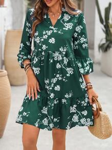 EMERY ROSE Women Short Sleeve Mini Dress, Fashionable Suitable For Summer - Green - View 4