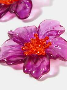 SHEIN SXY Pendientes de flor acrílicos transparentes de moda exagerados personalizados