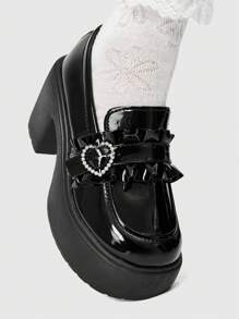 ROMWE Kawaii Petite High Platform Round Toe Chunky Heel Mary Jane Shoes For Christmas And New Year Holiday Vibe Fall And Winter Valentines Spring Shoes