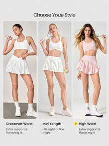 GLOWMODE Ace Flex 收腹百褶网球裙，内置短裤侧袋，适合网球高尔夫日常春夏穿着 - 淺粉色 - 查看 6