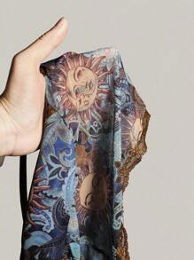 SHEIN ICON 2pcs/Set Vintage Lace Splice Mesh Low Waist Layered Skirt - Green - View 12