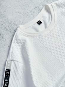 Manfinity CasualCool Men's Letter Print Round Neck Short Sleeve T-Shirt And Drawstring Waist Shorts Set Men's Two Pieces Casual Men's Two Pieces Set Men's 2 Pieces Summer Outfits Loose - White - View 9