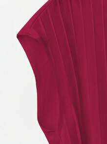 Franclia 优雅女士春季 V 领荷叶边系带杏色短袖衬衫 - 酒紅色 - 查看 3