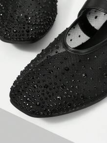 MOTF PREMIUM WOMEN'S COMFORTABLE VERSATILE SQUARE TOE MARY JANE FLATS, SUITABLE FOR COMMUTING & CASUAL WEAR FOR CHRISTMAS - Black - View 6