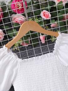 SHEIN Tween Girls Plain Sleeveless Short Dress,Holiday,Summer,Travel - White - View 5