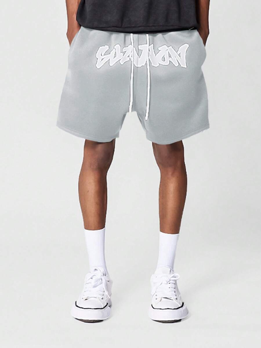 SUMWON Athletic Drop Crotch Drawstring Shorts Fleece Premium Loungewear Streetwear Gym Training Fitness Basketball Sports Urban Lifestyle Comfort Fit - Blue - View 1