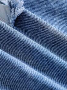 Women's Casual Denim Shorts With Pockets & Distressed Frayed Hem, Versatile - Medium Wash - View 5