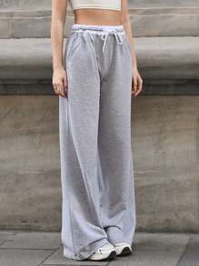 RueChic Women Contrast Belt Drawstring And Pocket Detailed Pant Sweatpant - Grey - View 7