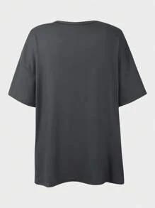 SHEIN Meisjes & tieners portret print ronde hals korte mouw T-shirt