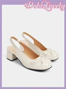 Dola Lovely Elegant Bowknot Mary Jane High Heels, Ladylike - Beige - View 7