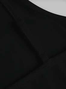 SHEIN LUNE Plus Size Lace Patchwork Solid Color Camisole 2 Pieces Set - Black and White - View 3