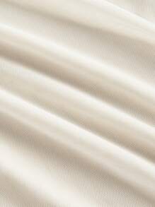 SHEIN MOD 新款中式立领优雅鱼尾连衣裙 - 杏色 - 查看 4