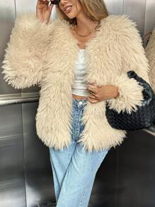 Chiquease Women's Fluffy Warm Jacket Fall Cloth For Women - Apricot - View 6