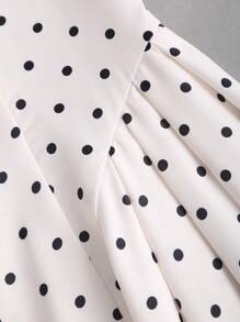 Sweetra Vintage Polka Dot Taffeta Dress With Oversized Bow - Apricot - View 4