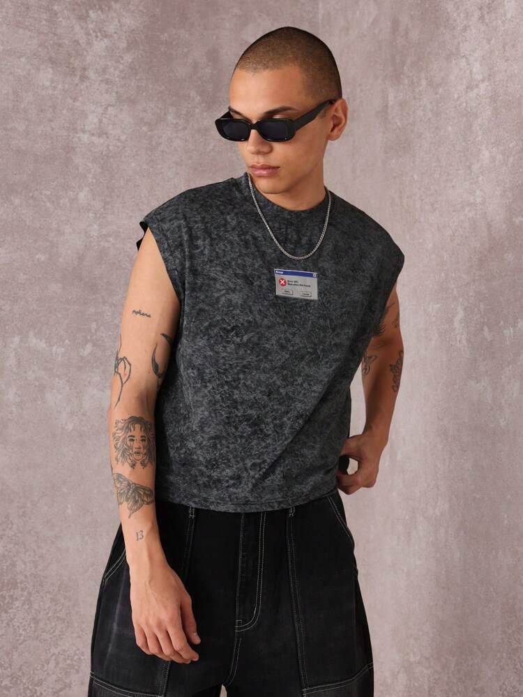 SUMWON Oversized Acid Wash Tank Top Retro Y2K Streetwear Sleeveless Muscle Tee Urban Festival Summer Graphic Print Workout Athletic Tank Top