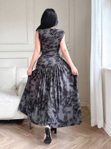 Modelyn Tie Dye Print Ruched Stretchy Women's Summer Dress - Multicolor - View 6