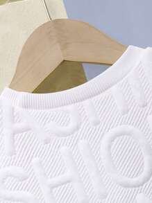 Young Boys "FASHION" Tricou cu mânecă scurtă cu imprimeu cu litere, cu gât rotund, pentru vară - alb - Vizualizare 7