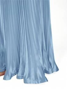 COSMINA Women's Elegant Solid Color Low Waist Pleated Skirt - Baby Blue - View 8