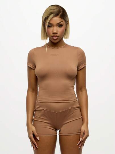 SUMWON WOMEN 女士高腰夏季短裤瑜伽健身跑步休闲套装短款上衣和短裤套装运动服家居服运动服