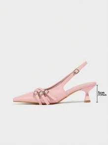 CUCCOO BIZCHIC Women's Pointed Toe High Heel Slip-On Low Vamp Backstrap Party Shoes, Summer & Spring For Christmas - Pink - View 3