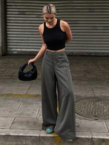 Livesso Pantaloni lunghi casual da donna di colore unito, adatti per l'ufficio, nuovi arrivi estivi