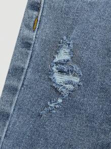 DENIMLY BABY GIRL ALL YEAR MUST HAVE CLASSIC SIMPLE BASIC SOFT RIPPED SKINNY JEANS, FULLY ELASTIC WAISTBAND AND HIGH STRETCH COTTON FABRIC. BASIC AND SOFT. - Light Wash - View 4