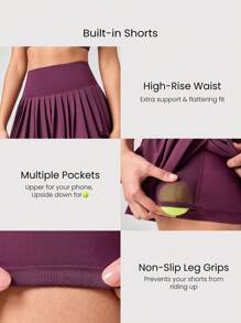 GLOWMODE Ace Flex Tummy Control Pleated Tennis Skirt With Built-In Shorts Side Pockets Tennis Golf Daily Spring Summer