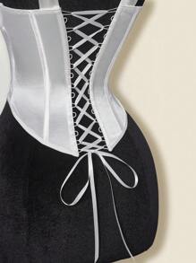 SHEIN ICON Mesh Scooped Neck Sheer Fishbone Bust Tank Top - White - View 5