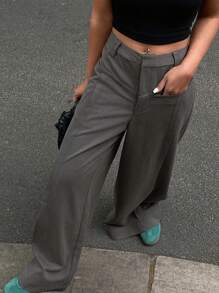 Livesso Pantaloni lunghi casual da donna di colore unito, adatti per l'ufficio, nuovi arrivi estivi