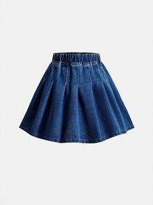 SHEIN Tween Girls Denim Two Pieces Outfits - Dark Wash - View 5