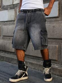 Manfinity Hypemode Short cargo casual ample et délavé gris foncé pour hommes