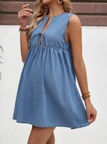 SHEIN Vestido vaquero sin mangas holgado para embarazadas, azul, atuendos de playa para embarazadas, atuendos de verano/verano para mujeres, adecuado para fiestas, vacaciones, citas, San Valentín, tardes de té, adecuado para verano, vacaciones de primavera y verano, atuendos de playa de moda, Día de la Madre/mamá/madre/mamá/Día de la Madre/mamá/mamá/regalo del Día de la Madre