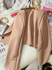 Franclia Women's Solid Color Long Sleeve Short Blazer, Casual Office Wear