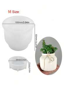Diy Stripe Cement Pot, Concrete Casting Mold For Succulent Plants, Gypsum Mold With Lid For Storage Box, Epoxy Resin Dropping Mold, Aromatherapy Candle Jar Silicone Mold - White - View 3